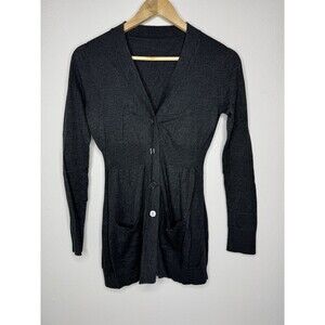 Unbranded Size S Womens Dark Gray Cotton Blend Button Up Sweater Cardigan